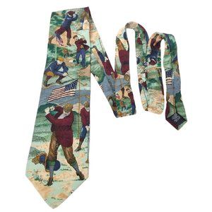 Tango By Max Raab Mens Americana Series Fore! 1908 Pointed Silk Neck Tie